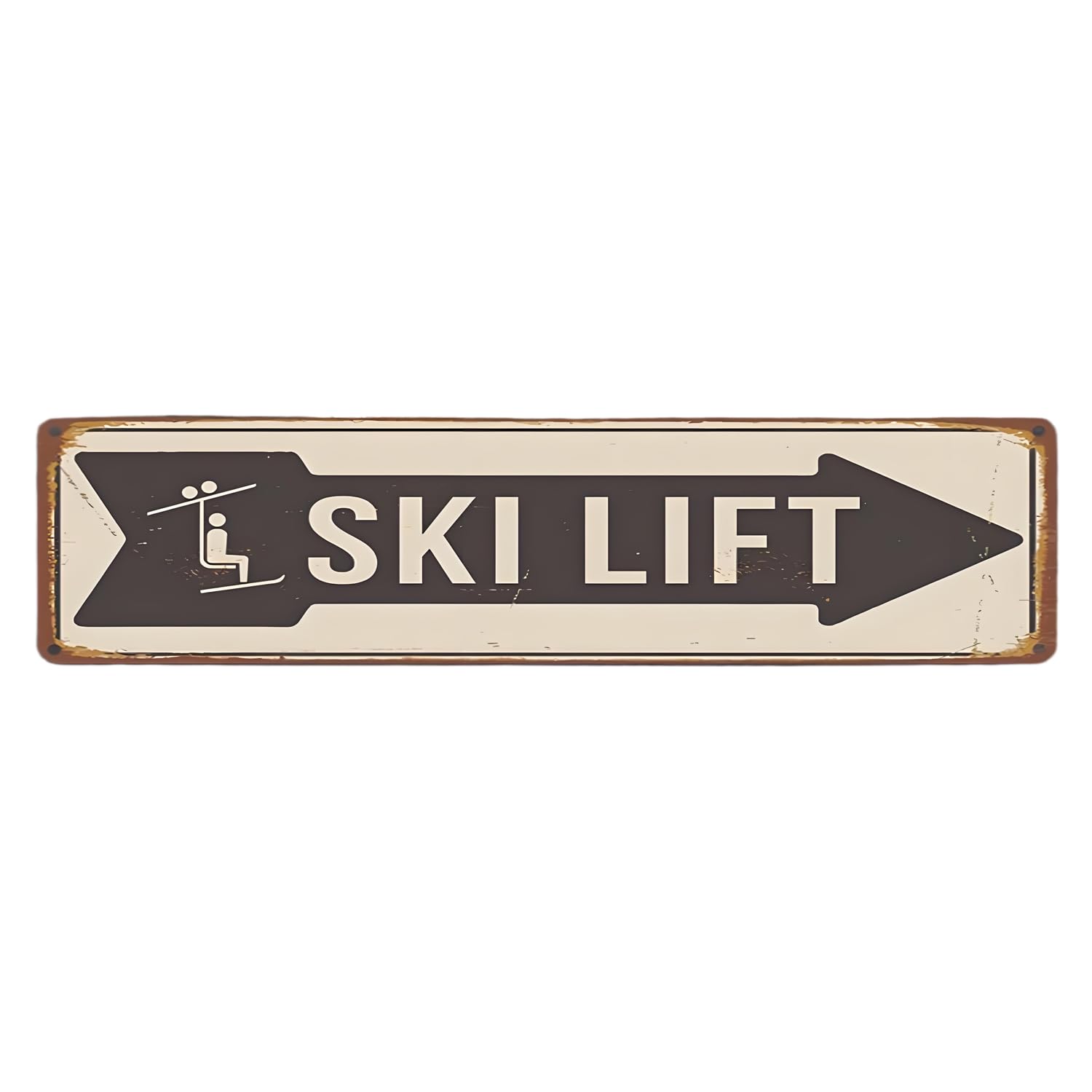 Ski Lift Tin Sign, Ski Lift Signs, Vintage Style Ski Lift Sign, Ski Signs, Skier Signs, Ski Decor, Directional Ski Lift Sign, Ski Art, Ski Decor 16 x 4 Inch