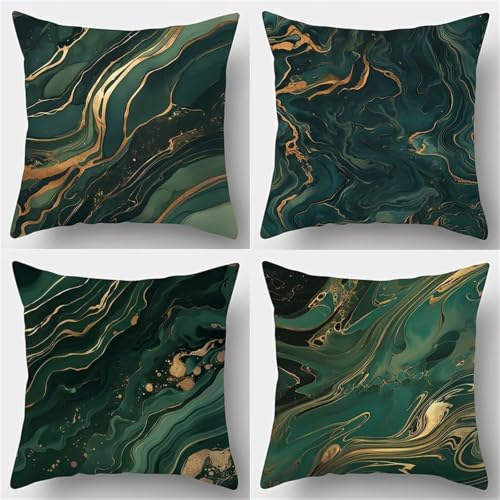 Housse de coussin en lin marbre vert pour décorer le salon - 2