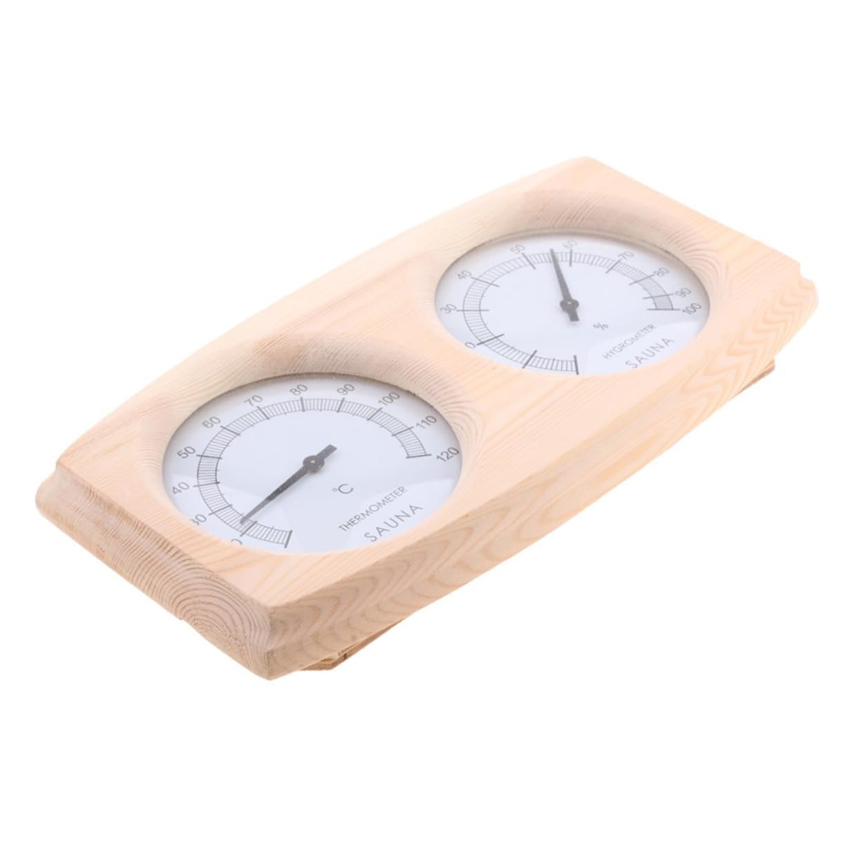 Thermomètre en Bois Beige à Cadran Clair pour Sauna
