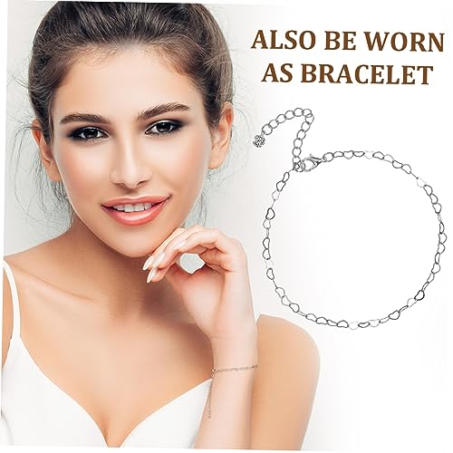 Tobillera con dije de corazón ajustable para mujer joya plateada de verano 7