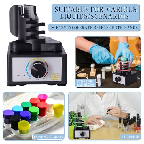 Mini Vortex Mixer, Hands-Free Model Paint Shaker, 300~2400rpm, Three-Stage Adjustable Speed Shaker, Suitable 10-100ml Mix, for Hobby Acrylic Paints, Nail Polish, Tubes, Lab, Eyelash Adhesives - Thumbnail 5