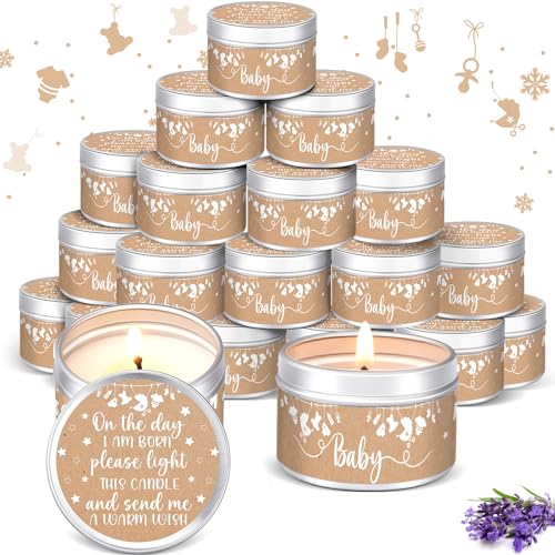MTLEE Lavender Scented Baby Shower Candle Set, 24 pcs