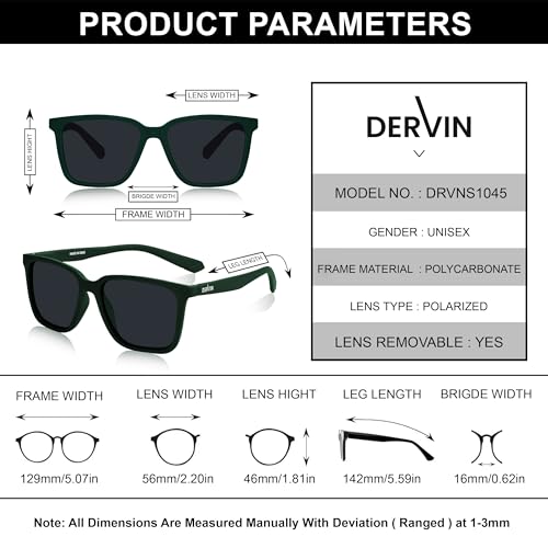 Image of Dervin UV Protected Polarized Square Sunglasses for Men and Women