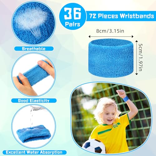 Leyndo Wrist Sweatbands Bulk for Kids Field Day Cotton Terry Sweat Bands Sports Fan Wristbands Kids for Summer Camp Student Football Team Competition Party - Image 3