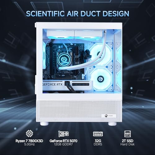 Image of NINGMEI Performance Gaming Desktop PC - AMD Ryzen 7 /9 CPU, RTX 50 Series GPU, 32 GB DDR5 RAM, 2 TB NVMe SSD, Windows 11 Pro - VR Ready, Ray Tracing, USB-C, Wi-Fi 6 - Fast Load, Smooth 4K Gaming