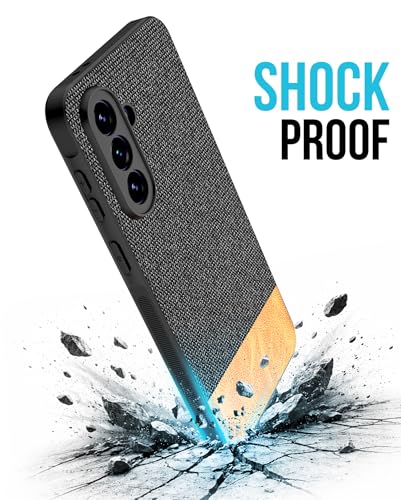 Image of Kapa Soft Fabric & Leather Hybrid Protective Back Cover for Samsung Galaxy A57 5G | Shockproof Slim Hard Anti Slip Back Case (Black,Brown)