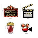 Hicarer 32 Pieces Movie Party Decorations Red Carpet Cutouts Cards Table Toppers Movie Theme Decor Double Sided Printing Golden Black Red for Night Party Supplies - Image 2