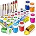 RATEL Pinturas Acrílicas, 31 Conjunto de Prima Caja de Pintura Acrílica Incluso 21 x 20 ml de Pigmento Acrílico +10 Pincel- Colores Vibrantes Pintura Acrilica para Papel, Roca, Madera, Cerámica
