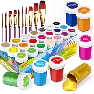 RATEL Peinture Acrylique, 31 Kit de Peinture Acrylique pour Artistes Comprenant 21 x 20 ML de Pigment Acrylique 10 pinceaux- Vibrant Couleurs pour Papier, Roche, Bois, céramique, Tissu