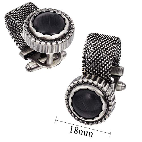 HAWSON Mens Cufflinks with Chain - Stone and Shiny Gold Tone Shirt Accessories - Party Gifts for Young Men3