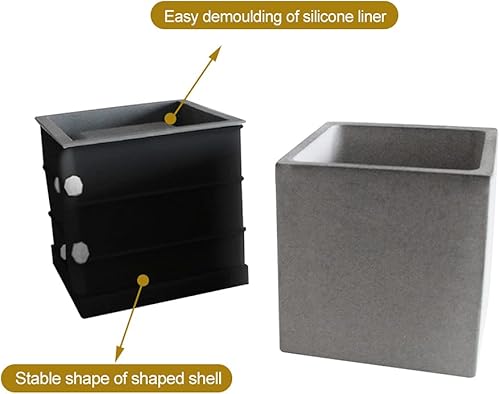 Miniatura 2 de Moldes de silicona para hormigón, molde grande para macetas cuadradas, moldes de cemento para suculentas, bolígrafo, jabón, portavelas