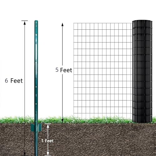 Image of ARIFARO Sturdy Duty Metal Fence Posts 6 Feet,Pack of 10, 3-4-5-6-7 Feet No Digging Garden U Post for Wire Fencing Steel Poles for Yard, Outdoor