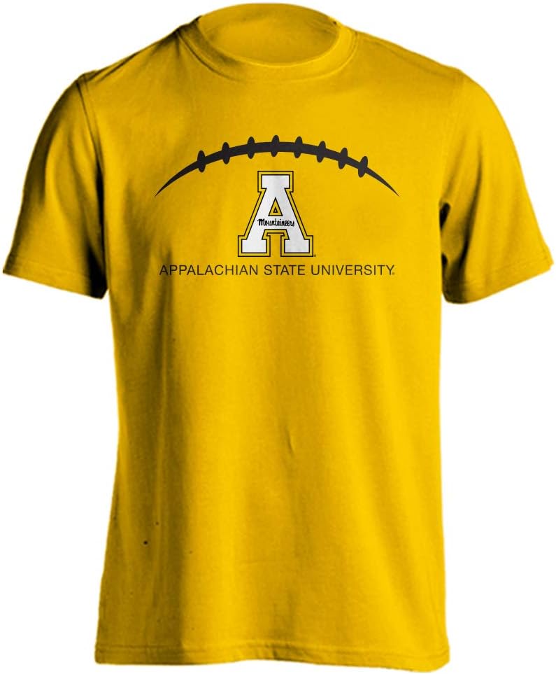 Sport Your Gear Appalachian State Mountaineers Football Laces Out Short Sleeve T-Shirt (App St Gold, S)
