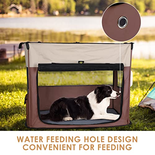 Ebtye Portable Foldable Pet Crate, Collapsible Dog Travel Crate，Dog Kennels,Crates For Small Dogs Soft Sided/Free Pet Mat + Free Pet Traction Rope/2-Door Pet Crate For Indoor & Outdoor/(Small, Brown) #TOP5