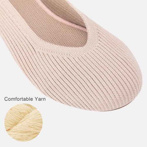 Image of Frank Mully Women's Ballet Flats Round Toe Walking Flats Slip On Work Shoes Knitted Flats Shoes for Woman Soft Lightweight