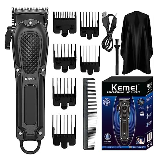 KEMEI Aparador de cabelo masculino profissional sem fio e com fio para corte e cuidados de cabelo, aparador de barba recarregável para homens, KM-1071