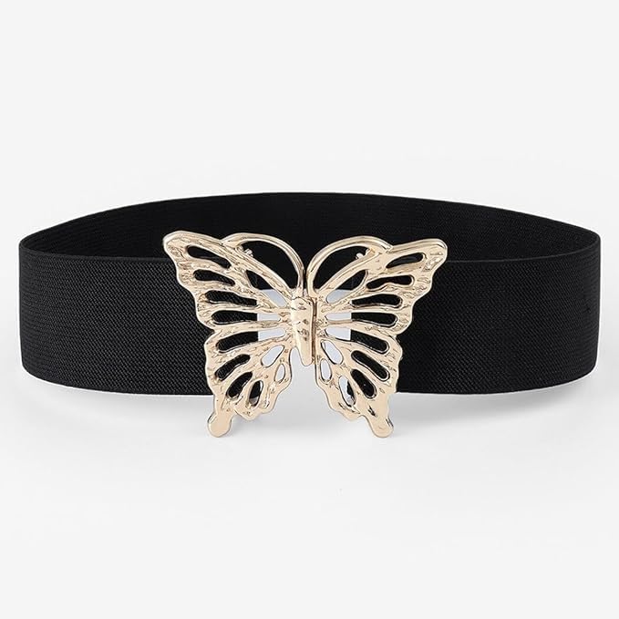 Women’s Stretchable Waist Belt with Double Loop Gold Buckle Adjustable Design for Dresses Jeans Skirts Outfits-image-30