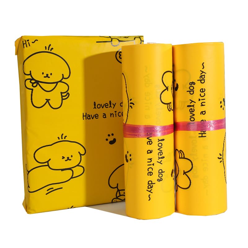 Enveloppe Plastique Expedition Sac de courrier logistique en plastique de couleur jaune, 50 pièces, sac de courrier imprimé, sacs de rangement de cadeaux de fête Express auto-scellants(28X38X4cm-01)