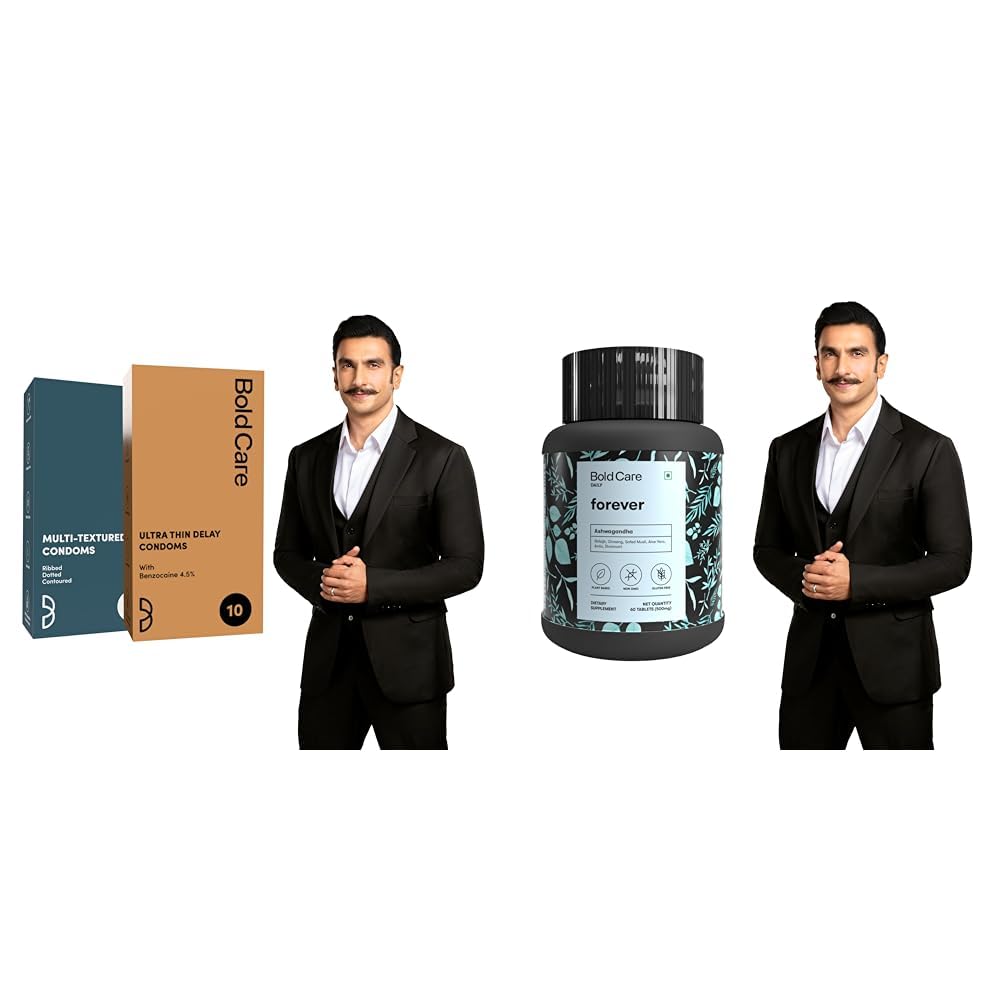 Bold Care Multi textured condoms + Ultra Thin Delay Condoms - Super Saver pack - Designed to fit p | Bold Care Forever 60 Capsules - Ashwagandha & Shilajit - Stamina Booster Supplements for Men - All-image-46