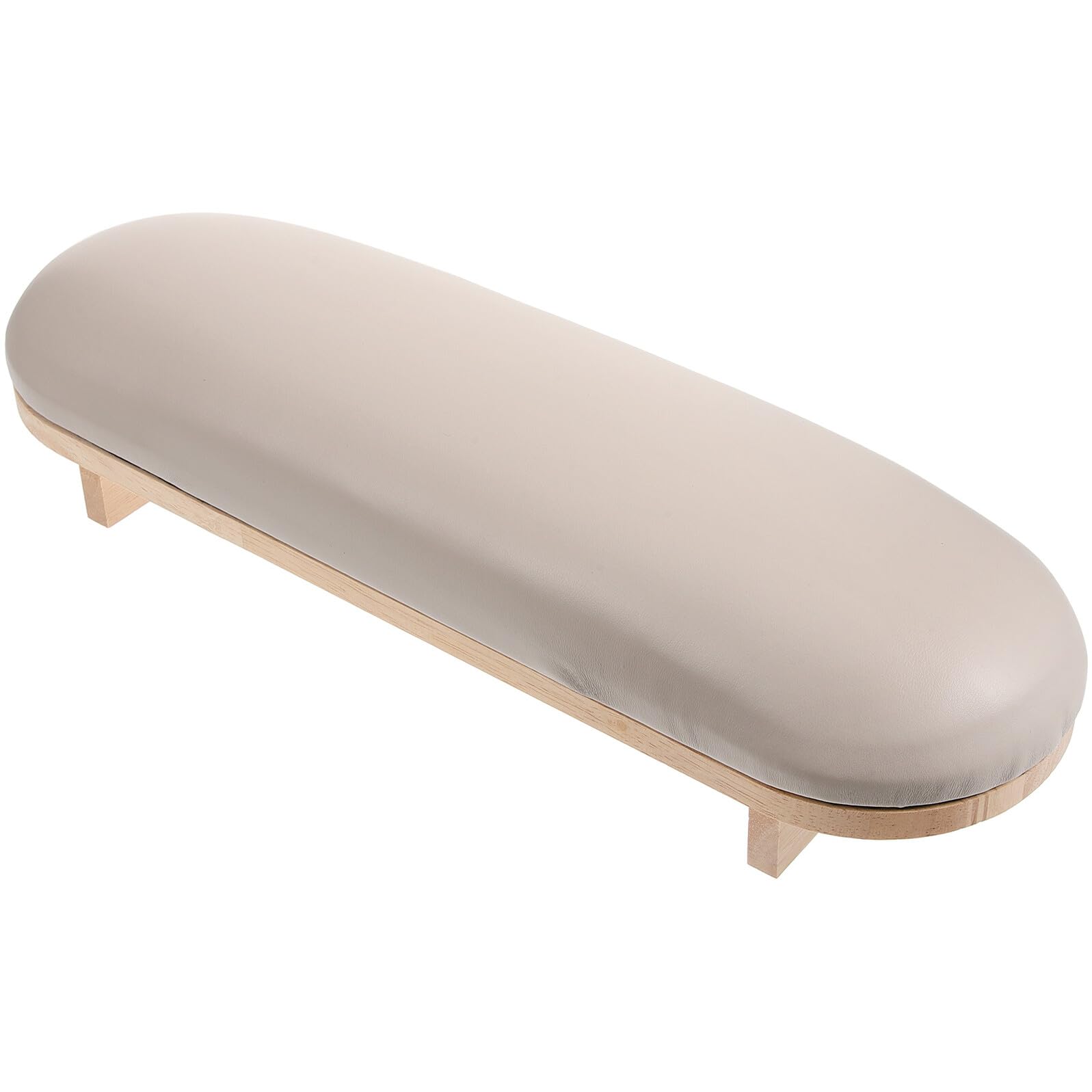 Cuscino Poggiamano Manicure in Legno e Cuoio, Khaki | Superficie Liscia e Stabile, Adatto a Casa e Salone, per Mani di Nail Lovers e Operatori