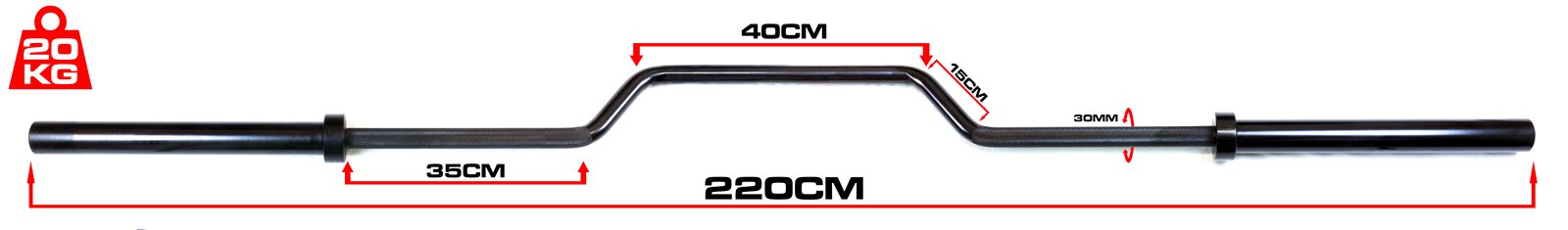 Olympic Cambered Bench Press Bar, 18kg - 2.2m Langhantel Bankdrücken - Rated to 250kg