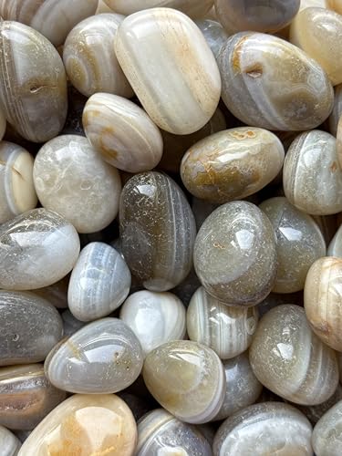 Image of Tumbled Stones, Natural Crystal Healing Stones, Home Office Decor, Aquarium Decorative Pebbles, Vase Fillers (Botswana Agate, 200)