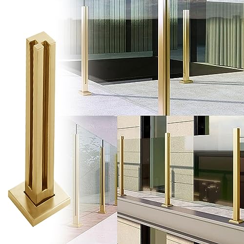 Balustrades en verre pour terrasse et porche avec poteau d'angle au design or de 120cm