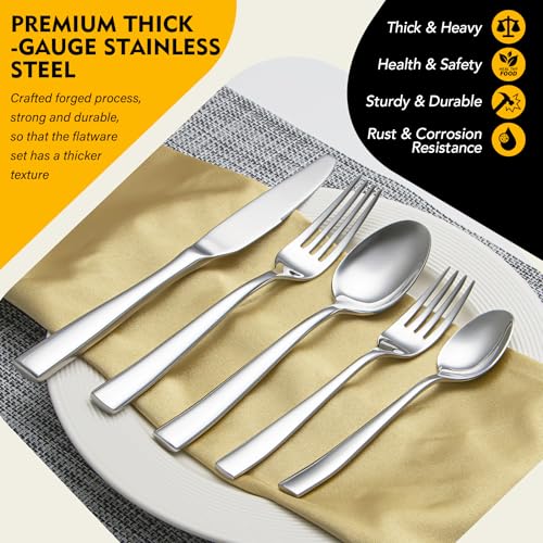 Heavy-Duty-Silverware-Set-for-8-EIUBUIE-40-Piece-Stainless-Steel-Flatware-Cutlery-Set-Durable-Kitchen-Eating-Utensils-Tableware-Sets-Including-Fork-Spoon-Knife-Set-Mirror-Polished-Dishwasher-Safe Heavy Duty Silverware Set for 8 EIUBUIE 40 Piece Stainless Steel Flatware Cutlery Set Durable Kitchen Eating Utensils Tableware Sets Including Fork Spoon Knife Set Mirror Polished Dishwasher Safe