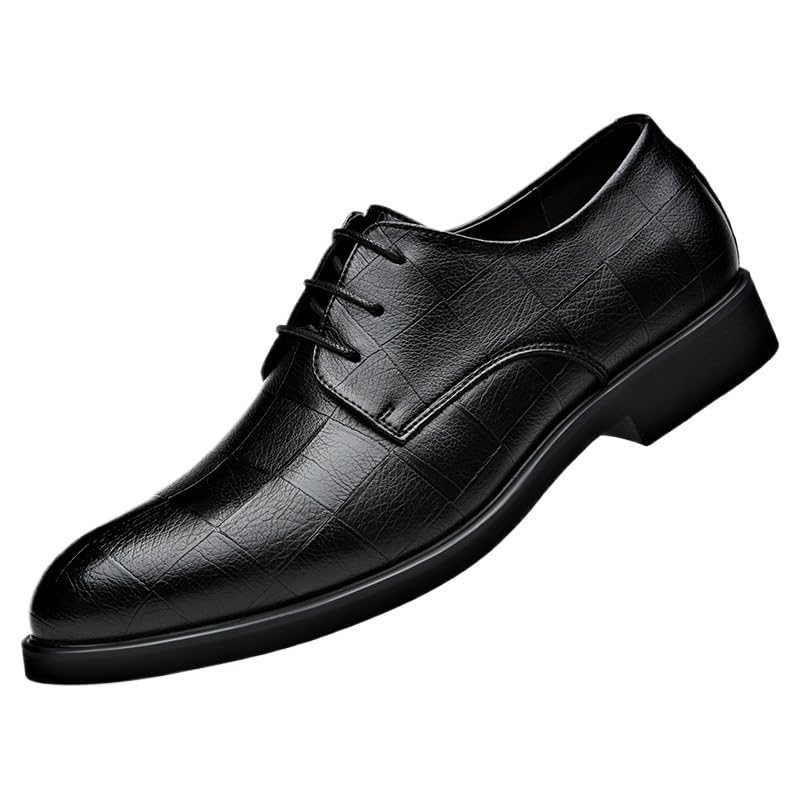 Men's Business Dress Shoes Fashion Lace-up Casual Oxford Shoes Pointed Toe Rubber Wear-Resistant Comfortable Soft Sole Shoes for Men