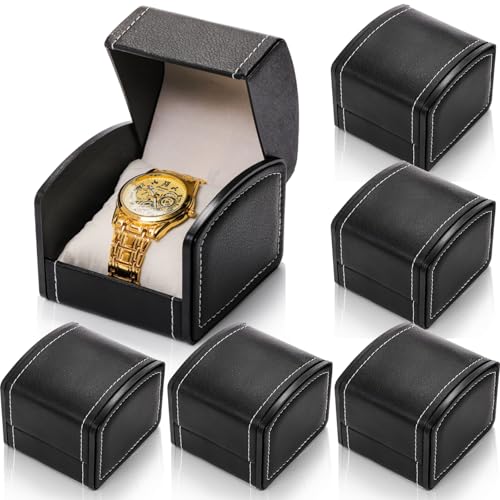 Eorbow 6 Packs Single Grid Watch Box with Pillow, PU