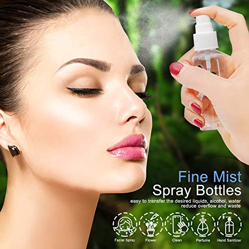 Mini Spray Bottles, 2oz/50ml Small Spray Bottle, Plastic Travel Spray Bottle for Liquids, Refillable Hand Spritzer Bottles for Liquids, Clear Alcohol Spray Bottles with Small Funnel and Bottle Labels4