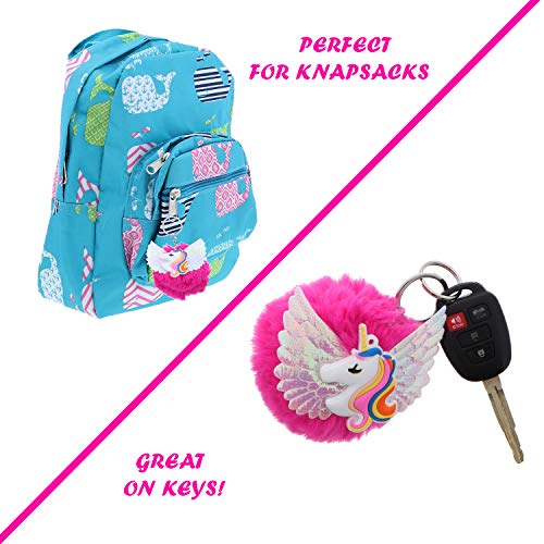 Hot Pink Silicone Unicorn Charm With Shiny Wings Pom Pom Keychain Amazon.in Bags, Wallets and