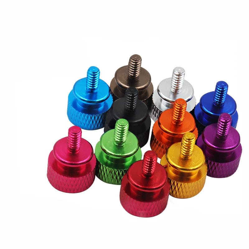 Generic 5pcs M3 M4 6#-32 color aluminum knurled hand screws anodizing hands bolts case DIY decoration screw handle knob adjust bolt - (Size: M4, Length: 6mm, Color: green)