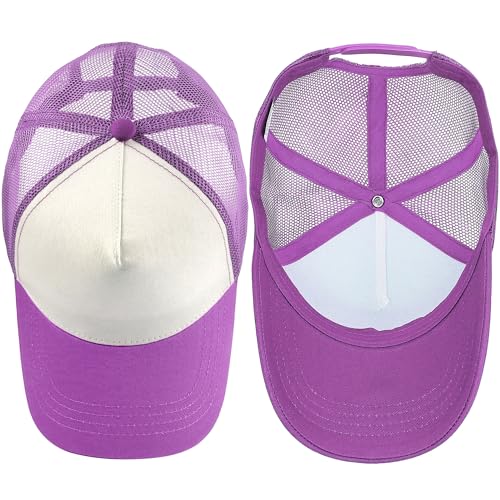 Image of Falari 5-Panel Mesh Baseball Cap, Trucker Hat, Structured Plain Design, Cotton, Adjustable Size