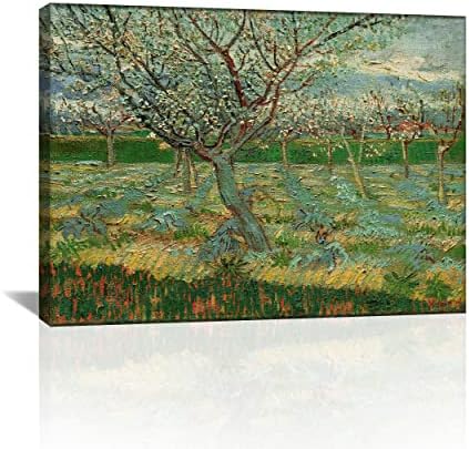 Apricot Trees in Blossom by Vincent Van Gogh, Famous Art Prints Van Gogh Oil Paintings Reproduction Abstract Landscape Pictures Printed on Canvas Wall Art Modern Home Decor (4-Framed,8x10inch/20x25cm)