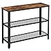 VASAGLE Stół do przedpokoju z 2 kratkowanymi półkami, stolik pomocniczy, kredens, do salonu, korytarza, 101,5 x 35 x 80 cm, wąski, stalowy, w stylu industrialnym, brązowy vintage, czarny LNT81BX