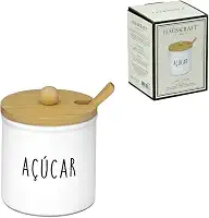 Haüskraft- Açucareiro de vidro com colher e tampa de bambu Doha 300 ml