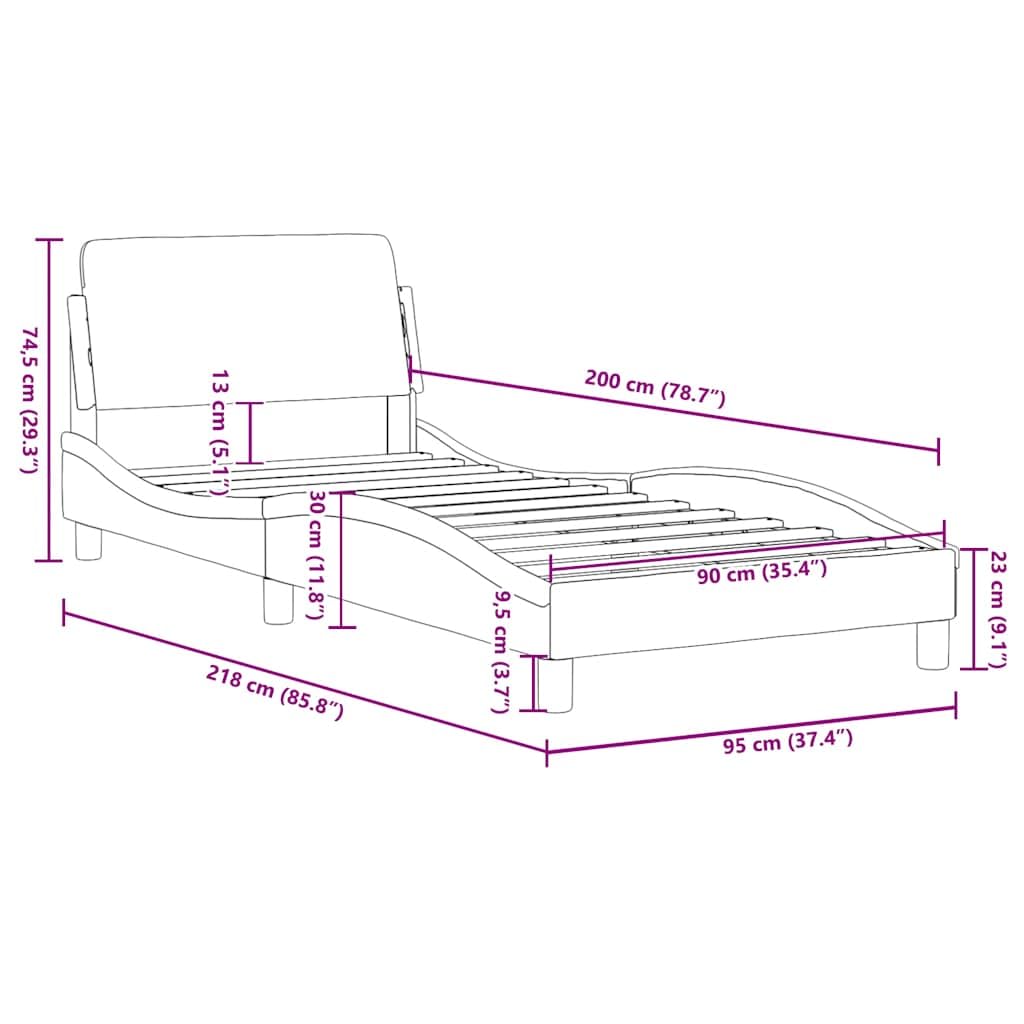 Tkanina oddychająca z zagłówkiem Dover kremowy 90x200 cm | Rama łóżka z zagłówkiem Dover 90x200 kremowa tapicerowana wezgłowie z listwami do sypialni nowoczesny design