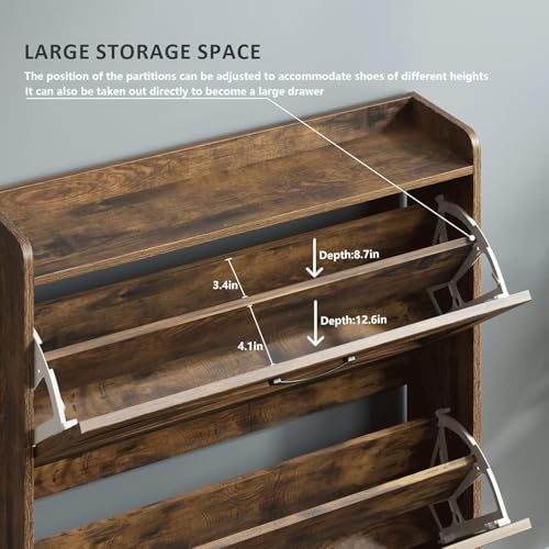 Image of The Artment your artistic apartment Cove Shoe Organizer Cabinet, Footwear Stand for Entryway, Hall | Space Saving Design | Home Furniture for Home | 16 Pairs (Size - 90x24x101 CM)