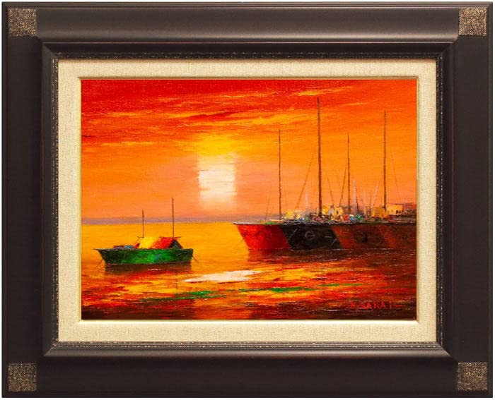 Amazon.co.jp: 酒井健吉 『漁港』 油絵・油彩画 F4(4号) : ホーム 