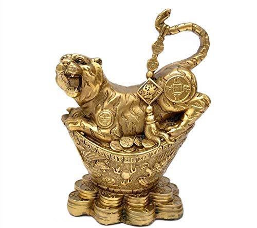 Statue de tigre en laiton de Chine sculptée pour décoration chic