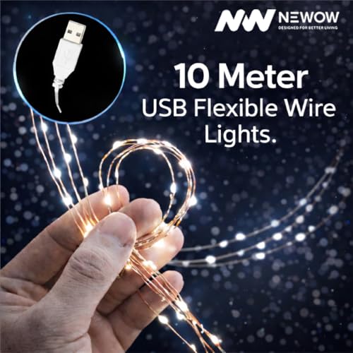 Image of NW USB String Light | USB Light | Decoration Copper USB Powered | 100 Led Light | 10 Meters Light Color- White (Pack of 1)
