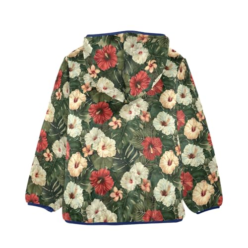 CHIFIGNO Tropical Flowers Jacket for Boys Fleece Outerwear Jackets Sweatshirt Toddler Boy Fall Jacket Boy Winter Coat 6Y2