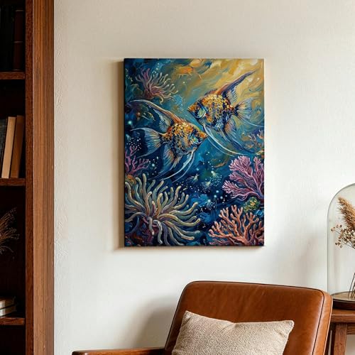 Toile murale abstraite pour raviver un mur vide avec du corail bleu - 3