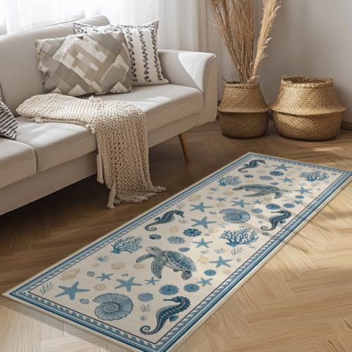 Tapete decorativo azul 2'x6' para pasillo miniatura 2