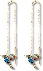 Par de Brincos Femininos "Beija-Flor" em Cobre com Zircônia – Delicado, Elegante, Minimalista – Tipo Gota – Cor Ouro – Acompanha Bolsa de Veludo