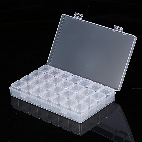 Nail Art Decoration Box-28 Slots Empty Clear Nail Art Decoration Rhinestone Gem Bead Container Storage Box - Afbeelding 4