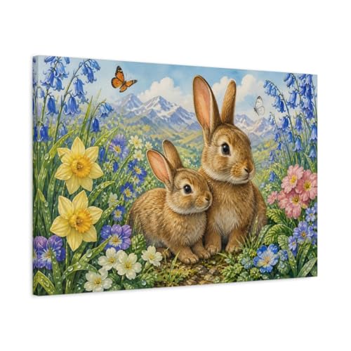 Habiller un mur vide avec la toile lapin vintage aquarelle