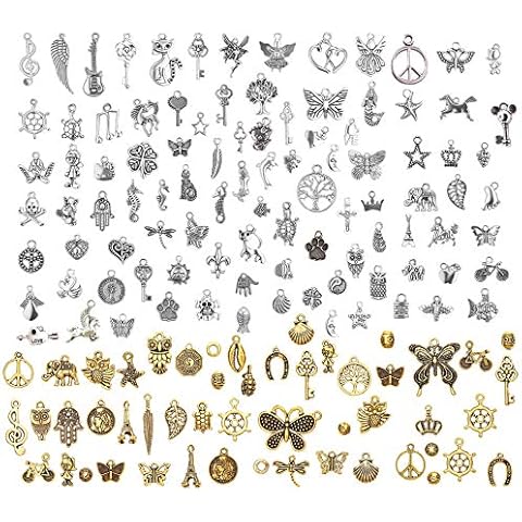 LABOTA 150Pcs Silver Mixed Antique Animals Styles Charms Pendants DIY for Necklace Bracelet Jewelry Making and Crafting Cover