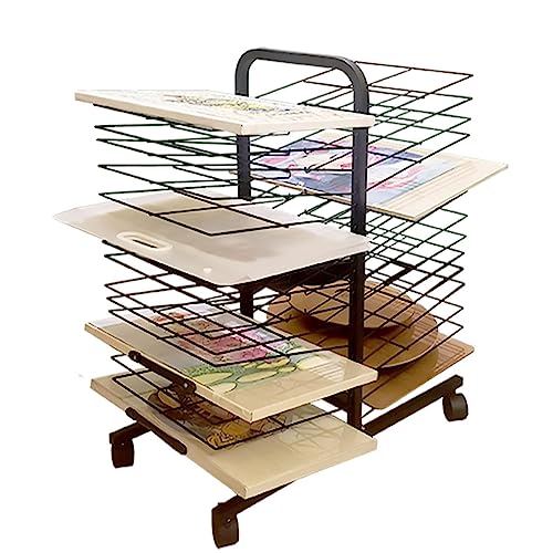 Estantes de acero para secar pinturas - Estante de secado de arte para aulas, estante de metal resistente para arte, estante plegable para secar pinturas al óleo al aire libre, con ruedas universales